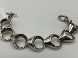 Very Heavy Vintage Solid Sterling Silver Unu T - Bar Chain Link Bracelet 34.  4g
