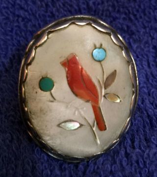 Vintage Red Cardinal Love Bird Ring 10 Size Native American Indian Jewelry