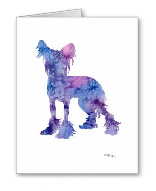 Blue Chinese Crested Dog Note Cards With Envelopes