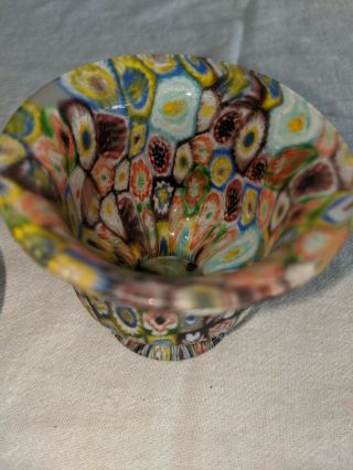 Vintage Miniature 3 1/4 " Murano Millefiori Glass Vase Handle Italian