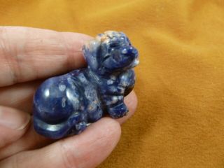 Y - Dog - Da - 565) Little Blue Dachshund Weiner Hot Dog Gemstone Figurine Gem Carving