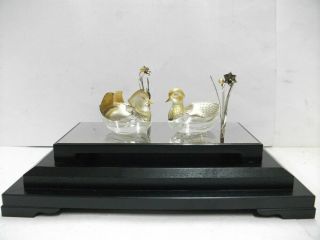 Seasoning Case Of The Silver Mandarin Duck.  And Silver Flower.  Japanese Antique