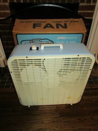 Vintage Kmart Blue 3 Speed 20 " Whisper Quiet Metal Blades Box Fan With The Box