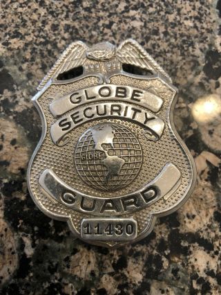 Vintage Authentic Globe Security Guard Badge,  Shield/eagle/globe 11430