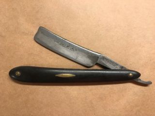 Vintage Wade & Butcher Straight Razor With Brass Inlay Heavy Duty Back Spine
