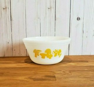 Vintage Federal Milk Glass White Yellow Mushroom Bowl 7 " Collectible Htf Dish