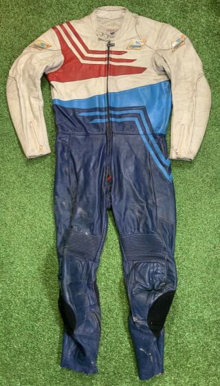 Vintage Retro Segura One Piece All In One Motorcycle Biker Race Leather Suit 54