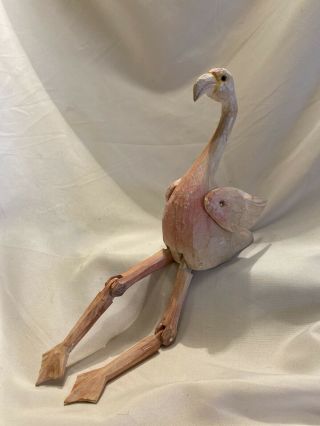 Vintage Wooden Hand - Carved & Painted " Pink Flamingo ",  Everybody Loves Them