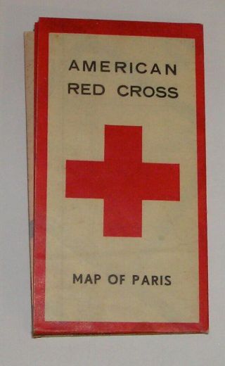 American Red Cross Map Of Paris 1944 Or 1945 Cancelled German Map Back 20 - 40