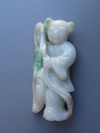 White And Apple Green Jade Chinese Boy Hand Carved Coins Good Luck Figure $1 Nr