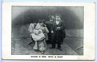 Circus Sideshow Post Card Postcard - Midget Little Person - Major Mite