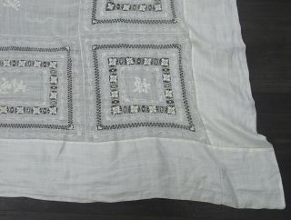Large fine antique Chinese embroidered tablecloth - dragons chasing the pearl 2