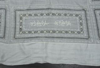 Large fine antique Chinese embroidered tablecloth - dragons chasing the pearl 3