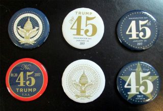 2017 Donald Trump 3 " / (official - Set Of 6) Presidential Inauguration Buttons