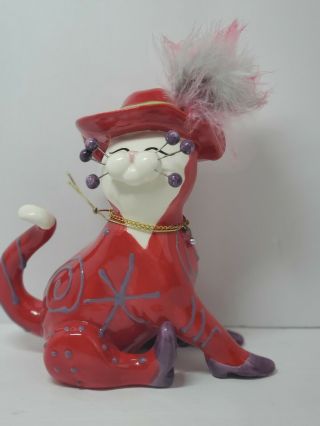 Lacombe 86128 Whimsiclay Red Hat Society Cat Figurine