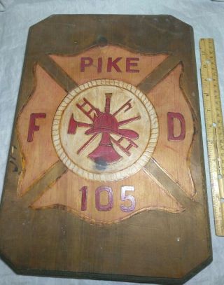 Vintage Fire Department Wooden Plaque Hand Made.  It 
