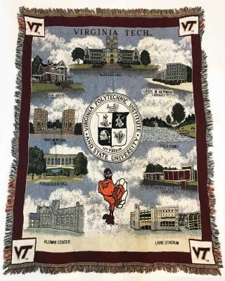 Virginia Tech University 48 " X 66 " Woven Tapestry Throw Blanket Fringe