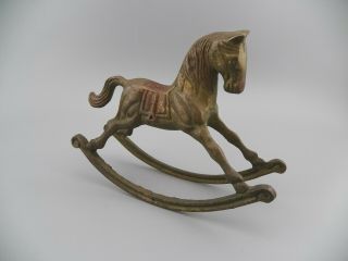Vintage Solid Brass Rocking Horse Collectible Figurine Sculpture Paperweight Euc