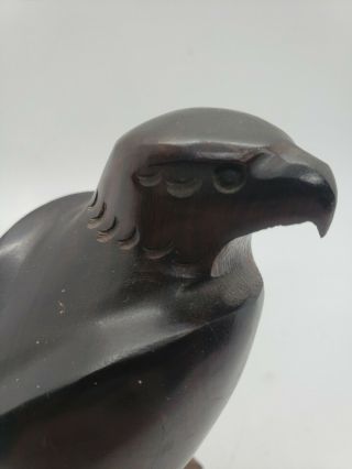 Vintage Ironwood Sculpture Hand Carved Eagle 5” Mid Century Modern Bird of Prey 2