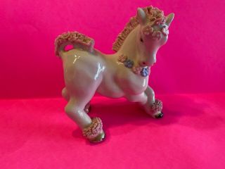 Vintage White Horse Figurine Porcelain/ceramic With Pink And Blue Flowers