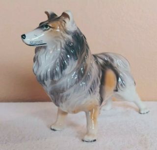 Vintage Collie Shetland Sheepdog Dog Figurine Statue Ceramic Large