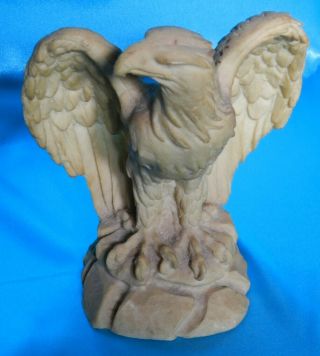 Vintage Carved Alabaster Proud American Eagle Sculpture 8 " X 6 " Vt3291
