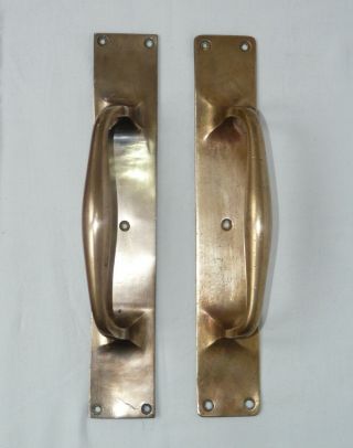 Pair Vintage Antique Art Nouveau Brass Door Handles Pulls