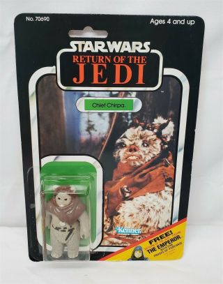 On Card Vintage 80s Kenner Star Wars Rotj 65 Back Chief Chirpa Clear Bubble