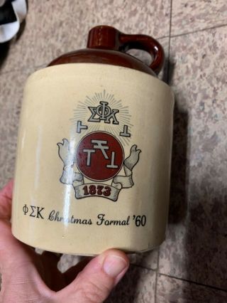 Christmas Formal ‘60 Phi Sigma Kappa Ceramic Whiskey Jug Balfour
