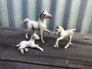 Vintage Miniature Bone China Figurines Horse Family Set Of 3 Japan