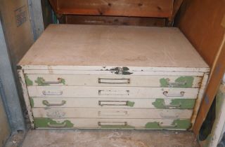 Vintage 5 Drawer Flat File Cabinet - 29 " Deep X 41 " Wide X 17 " High