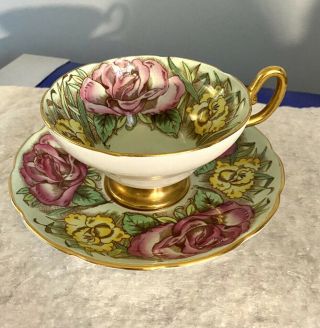 Vintage Taylor & Kent England Bone China Tea Cup & Saucer Roses