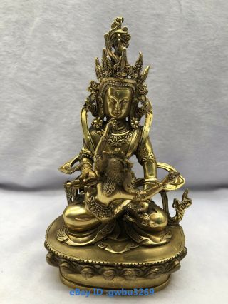 A98 Collect Chinese Brass Hand Carved Happy Tibetan Buddhism Buddha Statue