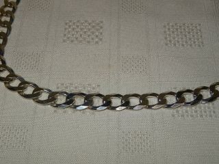 Heavy Vintage Sterling Silver Flat Curb Link Necklace Chain - 20 