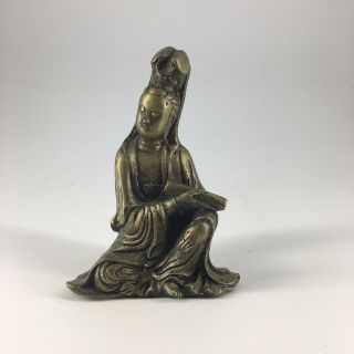 Antique Chinese Bronze Guanyin Kwan - Yin
