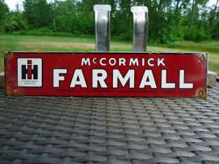 Old Vintage Mccormick Farmall International Harvester Porcelain Farm Sign