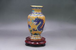 6 " Collectibles Chinese Cloisonne Hand Drawed Dragon And Phoenix Vase