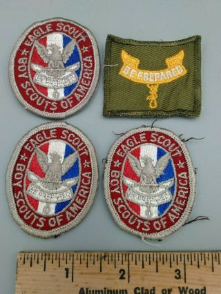 Vintage 3 Boy Scouts Of America Eagle Scout Be Prepared Patch & 1 Be Prepared