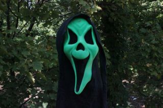 Vintage Fun World Div Fantastic Faces Green Happy Ghost Grin Mask Cotton Shroud