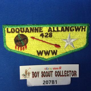 Boy Scout Oa Loquanne Allangwh Lodge 428 Order Of The Arrow Flap Patch Www