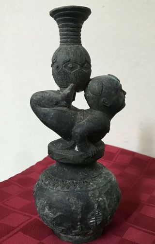 Antique Chinese Ceramic Heavy Pottery Statue Figurine Girl Pot/vase On Feet Mark