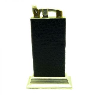 Rare Vintage Carlton Automatic Brown Leather Wrap Tall Table Lighter -