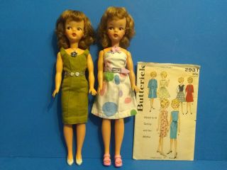 2 Vintage Tammy Dolls And Sewing Pattern