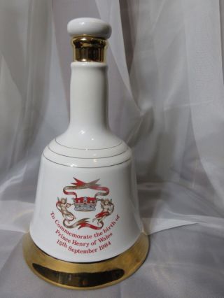 Bell Whisky Decanter By Wade Commemorate Birth Prince Henry (harry) Of Wales1984