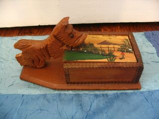 Vintage Scottie Scottish Terrier Wooden Box Made In Guatemala