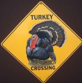 Turkey Crossing Sign 16 1/2 By 16 1/2 Decor Birds Picture Home Signs Art