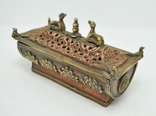 Antique Copper Brass Nepali Box Old Fine Hand Crafted Engraved