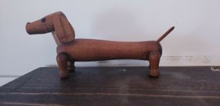 Vintage Wooden Jointed Dachshund Dog Figure Figurine Copyright