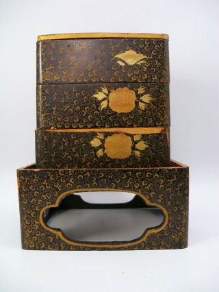 Japanese Black Gold Lacquer Bento Box