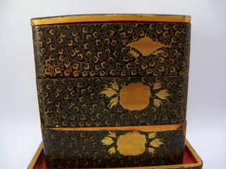 Japanese Black Gold Lacquer Bento Box 2